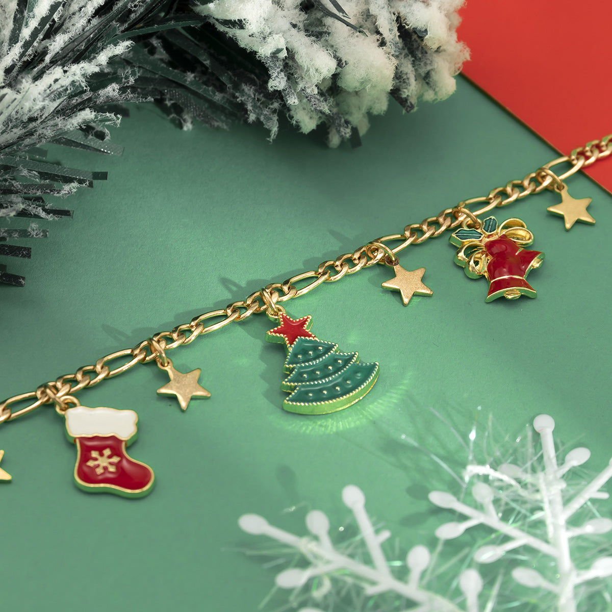 Unique Christmas Tree Snowman Necklace with Imitation Pearl Detail for Women