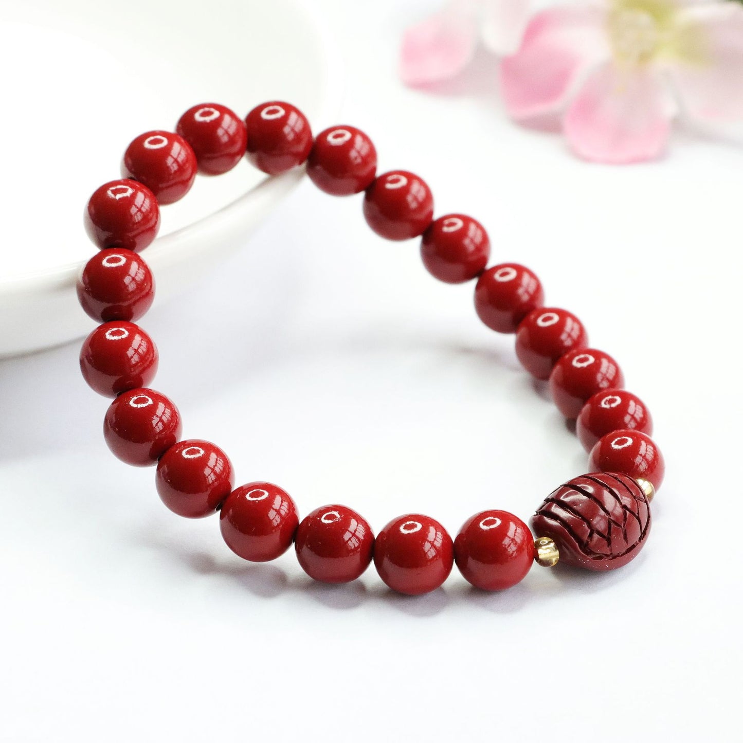 Cinnabar Stone Sterling Silver Bracelet from Planderful Collection