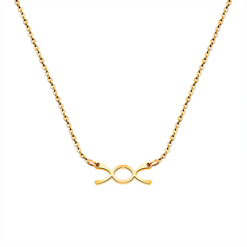 Elegant French Loop Bow Necklace with Titanium Steel Chain