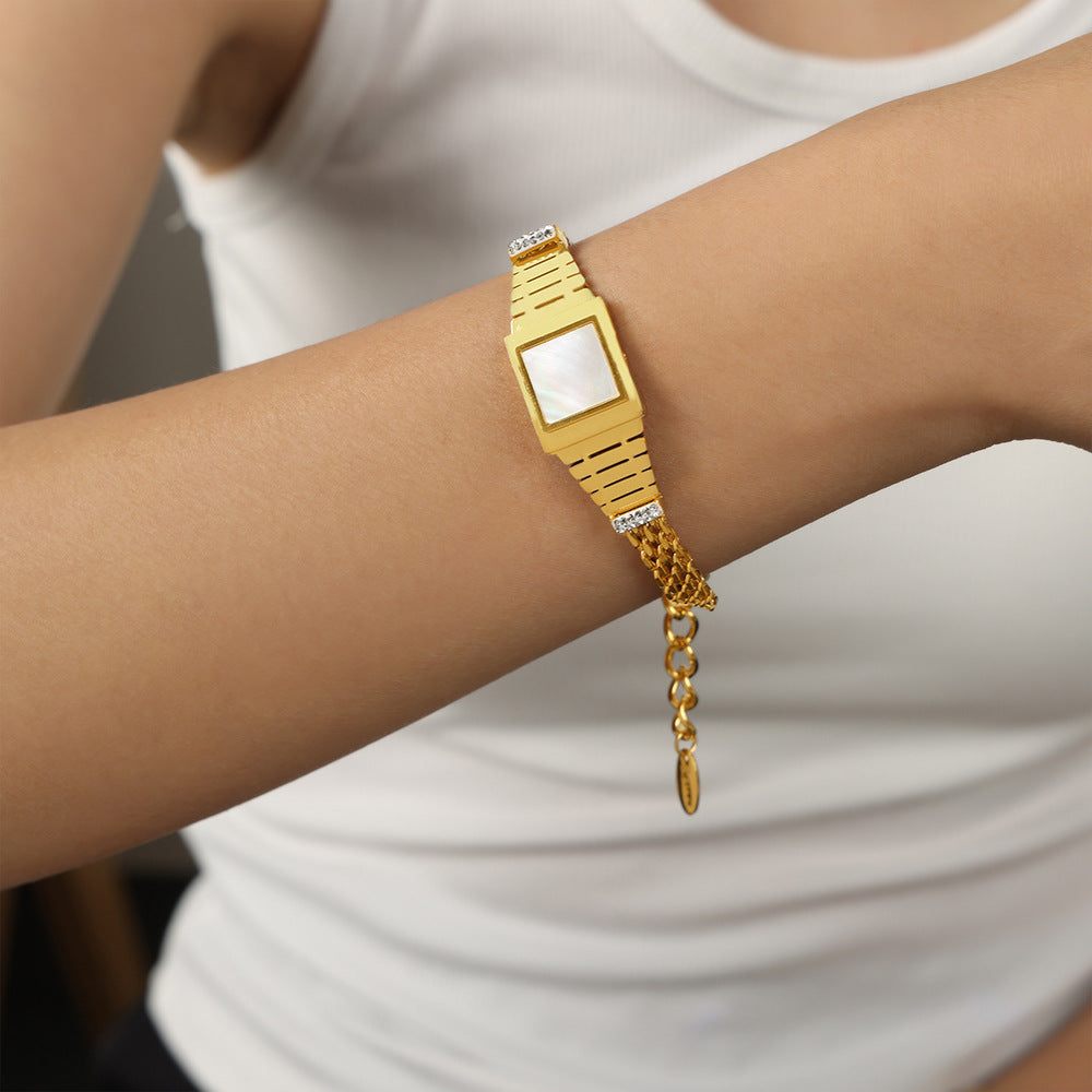 Golden Square Multi-Layer Bracelet Watch for Women