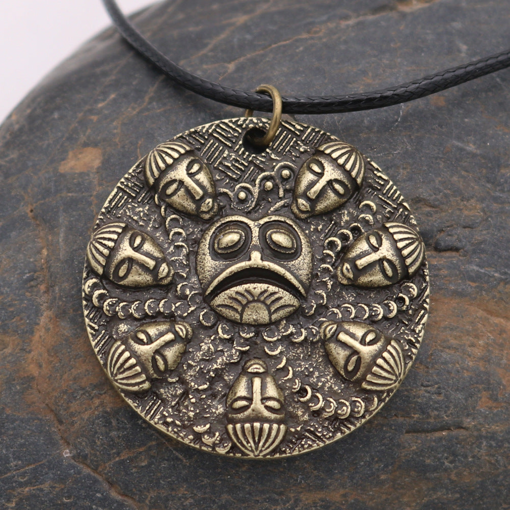 Viking OgmaMedallion Round Metal Necklace - European and American Fashion Jewelry