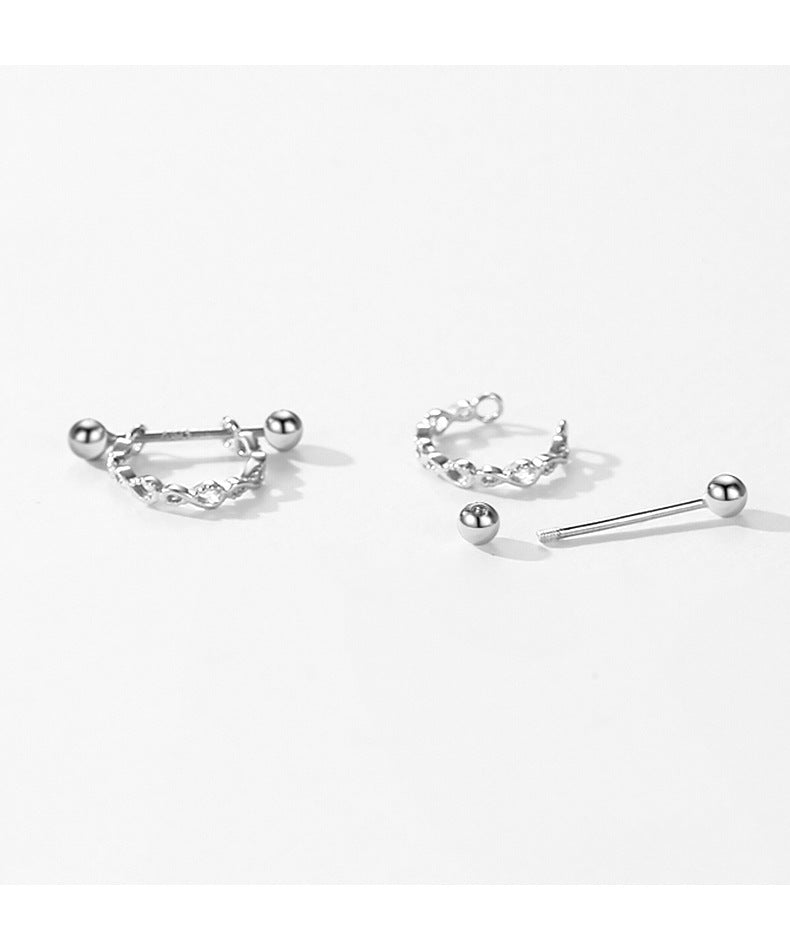 Unlimited Love Sterling Silver Earrings with Instagram Red Wind Screw Buckle