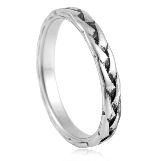 Men's Retro Braided Titanium Steel Twist Ring - Trendy Stainless Steel Accessory from Manufacturer