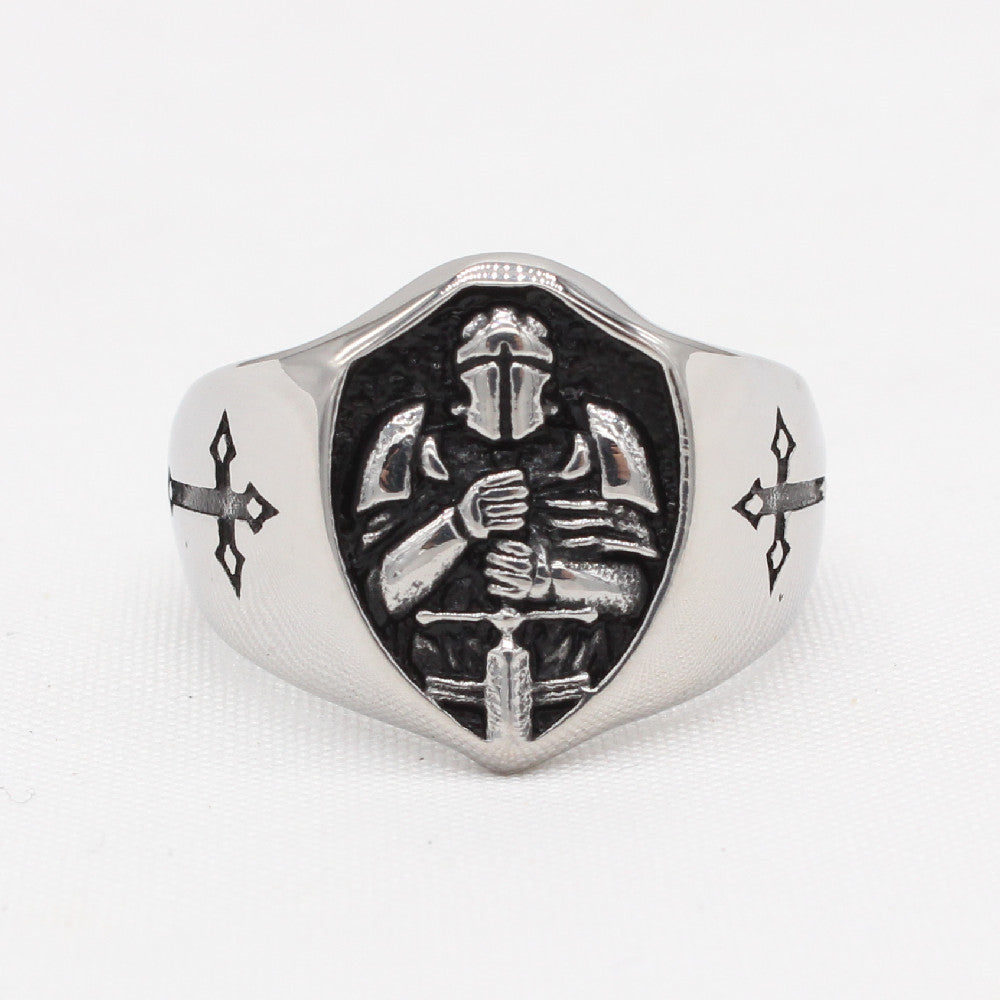 Personalized Retro Titanium Steel Ninja Warrior Ring for Men - European and American Style