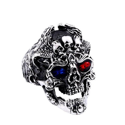 Punk Skull Men's Ring in Titanium Steel - Retro Wholesale Jewelry from Europe and America