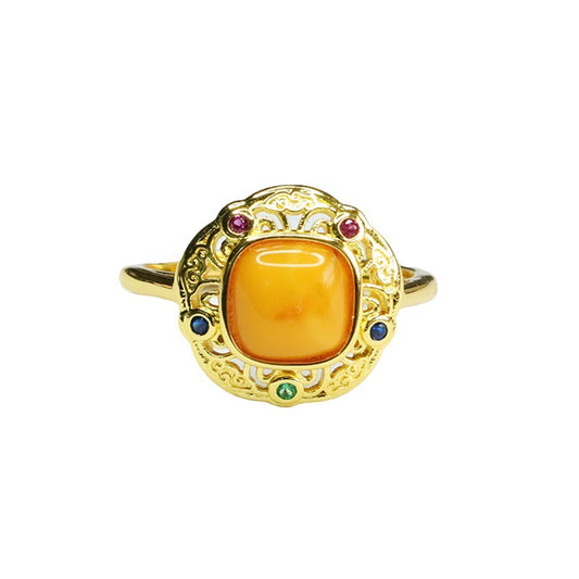 Cloud Ring Amulet with Beeswax Amber Sheen