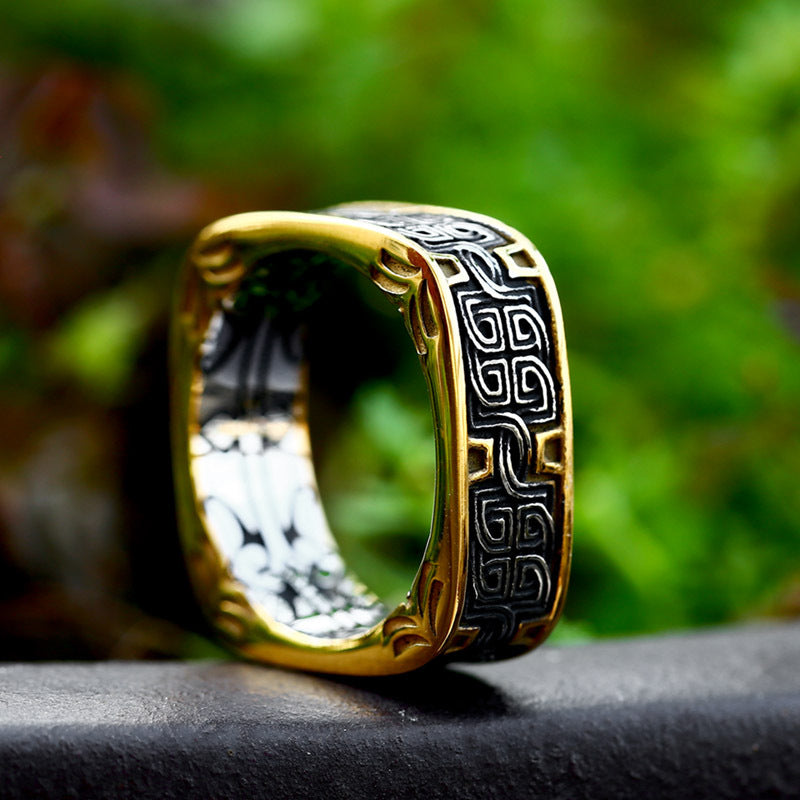 Men's Customizable Titanium Steel Ring with Luxurious Electroplated Gold Finish - Trending Cross-Border Design