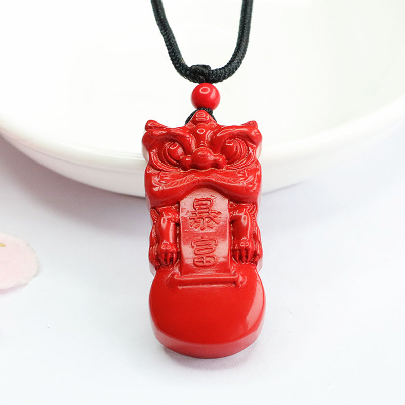 Vermilion Sand Pendant, Red Sand Awakening Lion, Rich and Rich Pendant