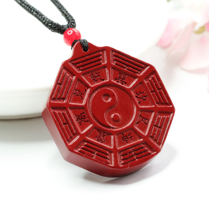 Vermilion Sand Bagua Tai Chi Pendant with Purple Gold Sand and Cinnabar Stone