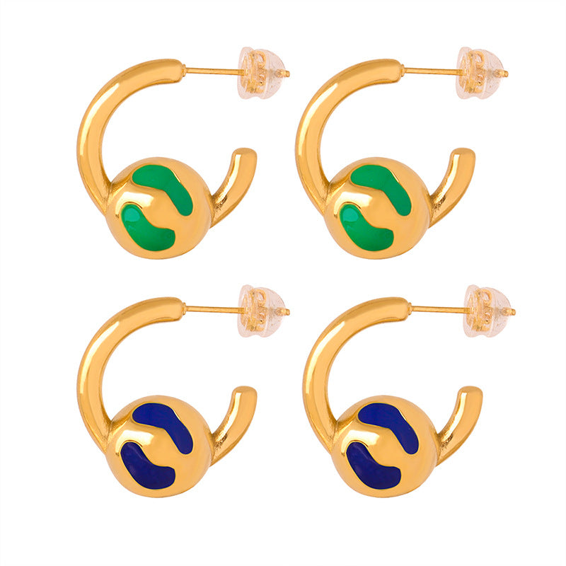 Golden Geometric Titanium Steel Earrings for Stylish Women