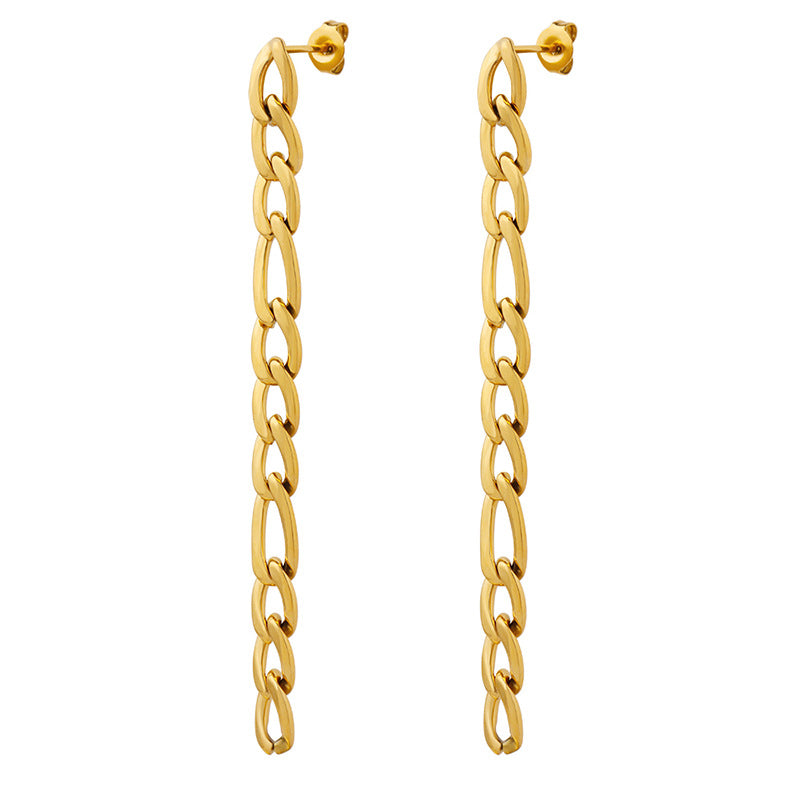 Figaro Chain Titanium Steel and 18k Gold Plated Asymmetric Earrings