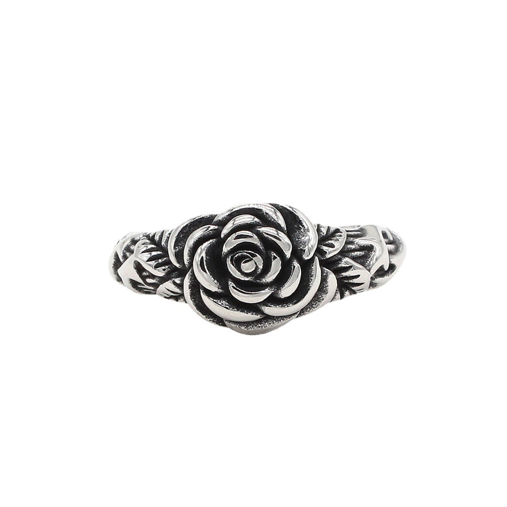 Retro European and American Rose Women's Titanium Steel Ring