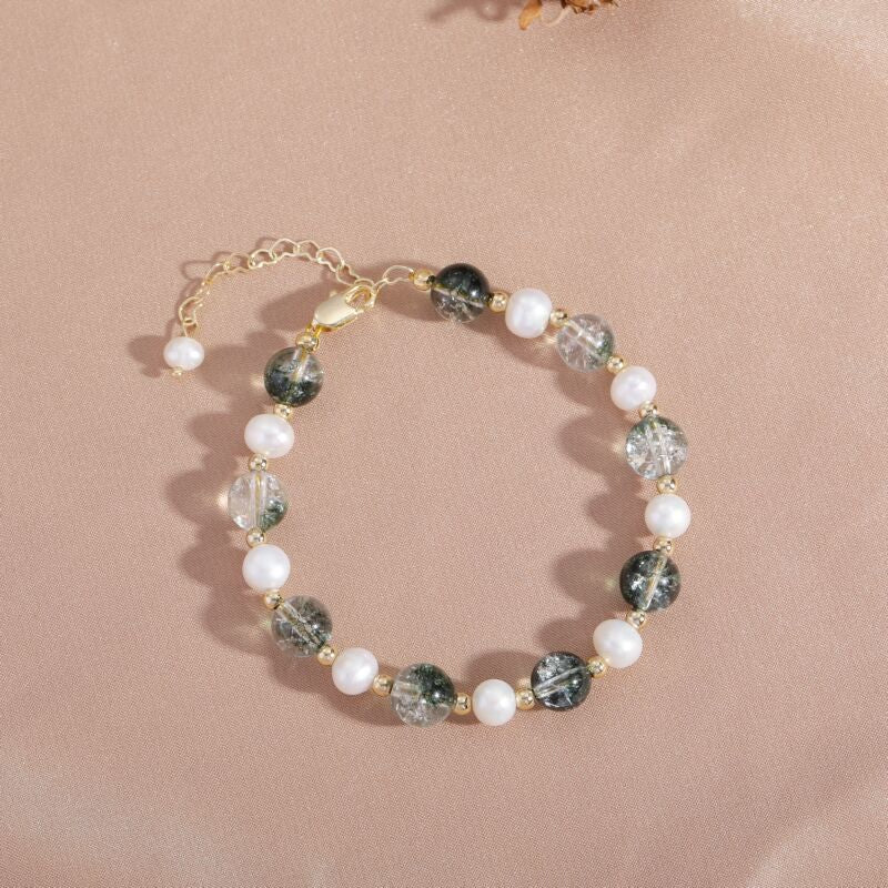 Elegant Sterling Silver Crystal and Freshwater Pearl Bracelet