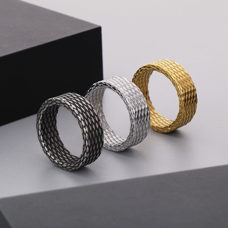 Versatile Rhombus Stainless Steel Men's Ring - Trendy Japanese and Korean Design for Everyday Wear