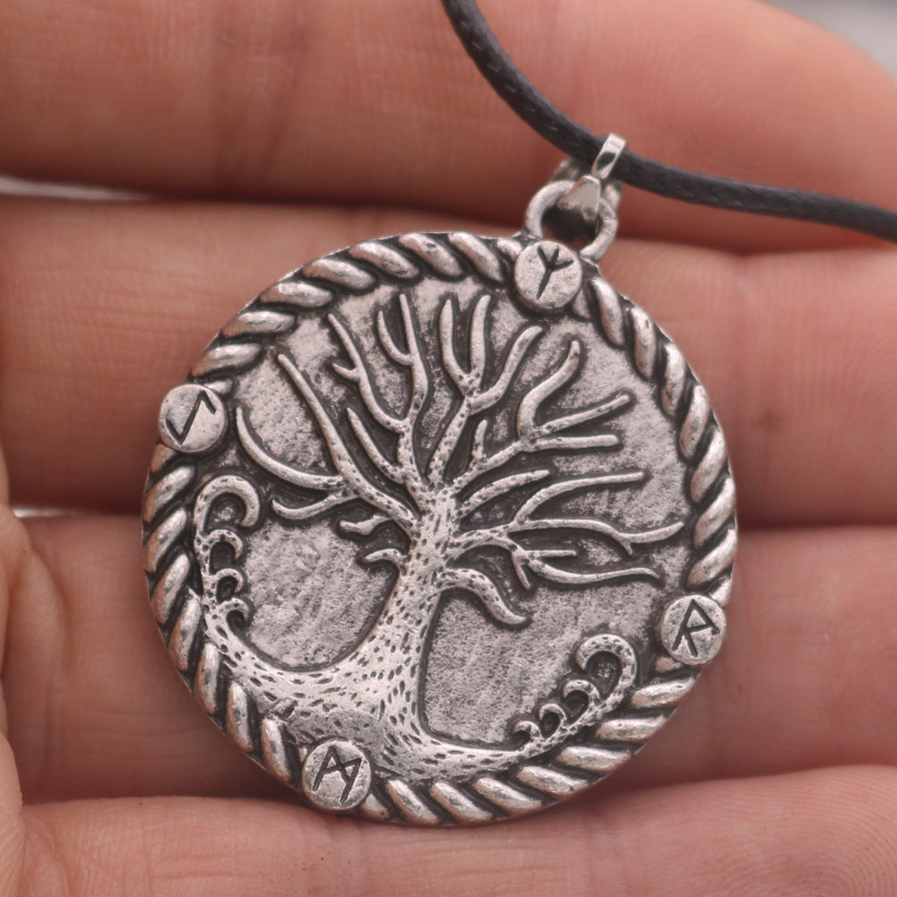 Pirate Tree of Life Nordic Mythology Necklace with Rune Pendant - Men's Jewelry by Planderful Collection