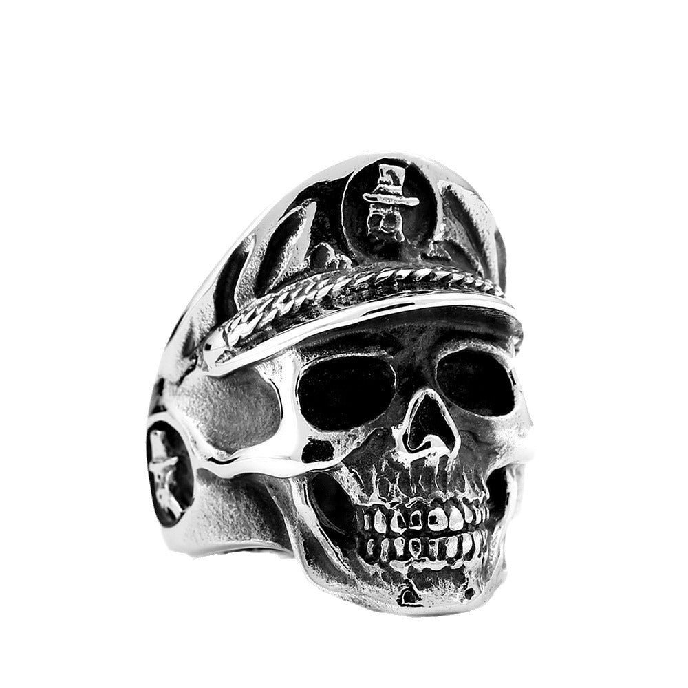 Men's Titanium Steel Skull Ring - Customizable Punk Jewelry for Bold Style, Sizes 7-13