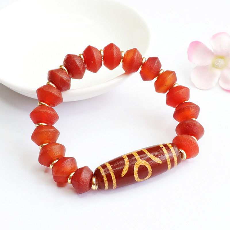 Red Agate and Sterling Silver Heavenly Bead Bracelet