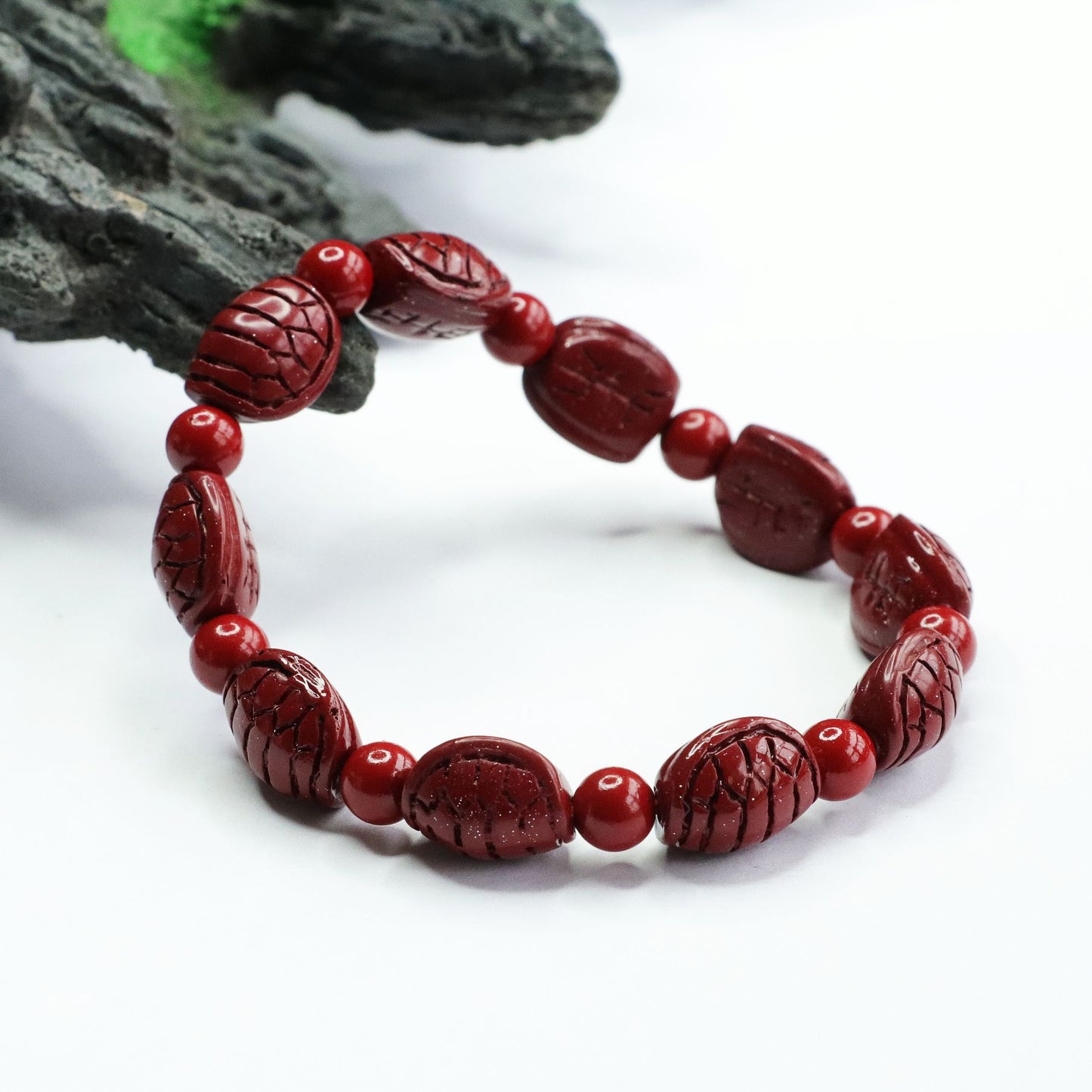 World's Richest Vermilion Sand Cinnabar Stone Sterling Silver Bracelet