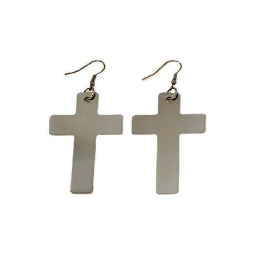 Chic Industrial Cold Wind Cross Earrings with Niche Design