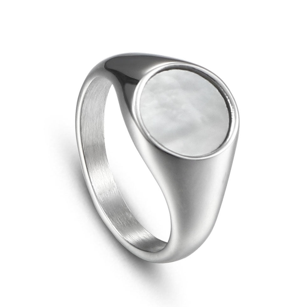 Chic Titanium Steel Round Ring for Women - Minimalist Fashion Jewelry