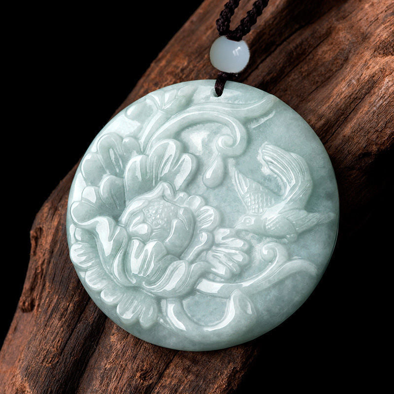 Jade Peony Flower Sterling Silver Pendant - Fortune's Favor Collection