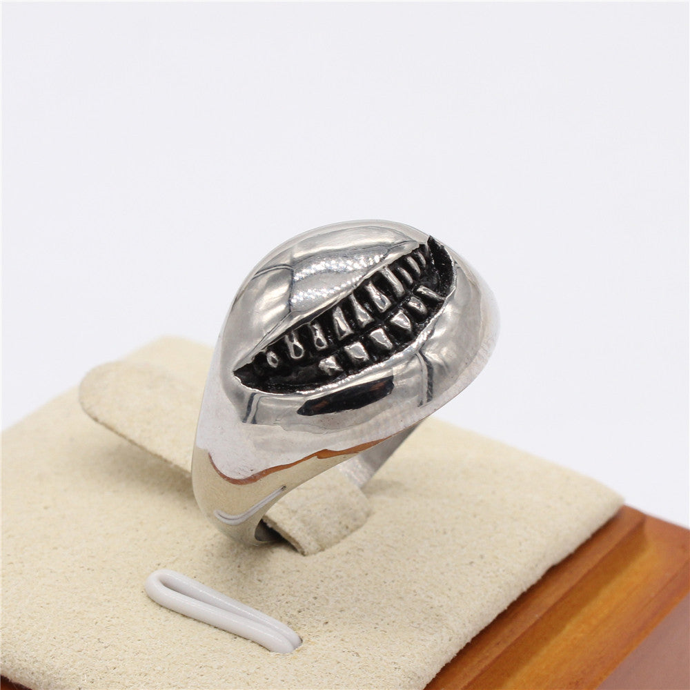 European and American Retro Monster Demon Teeth Men's Titanium Steel Ring