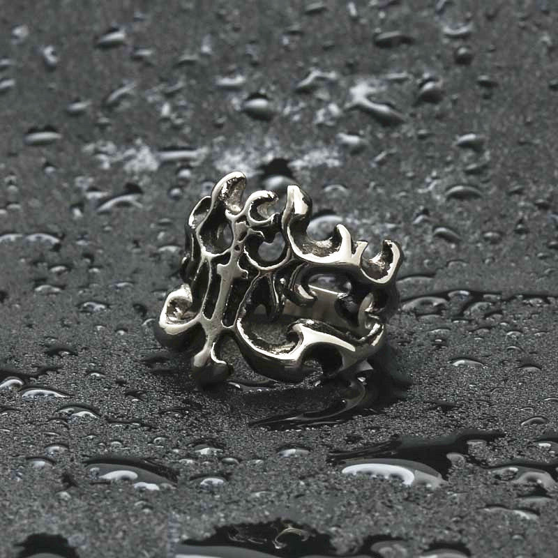 Titanium Steel Flame Ring - Retro Punk Jewelry for Men, Unique Designer Accessory