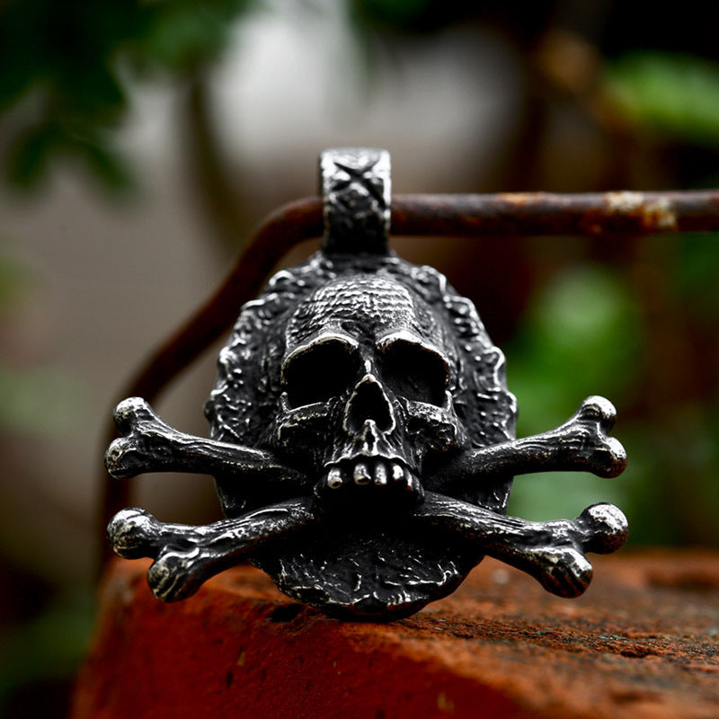 Wholesale Retro Skull Bone Pendant for Men in Titanium Steel