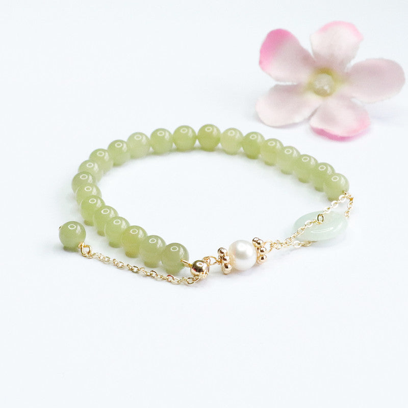 Clear Water Jadeite Bracelet with Sterling Silver Safety Clasp