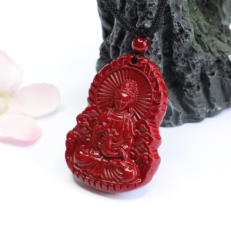 Vermilion Sand Guanyin Pendant: Exquisite Purple Gold Sand Jewelry