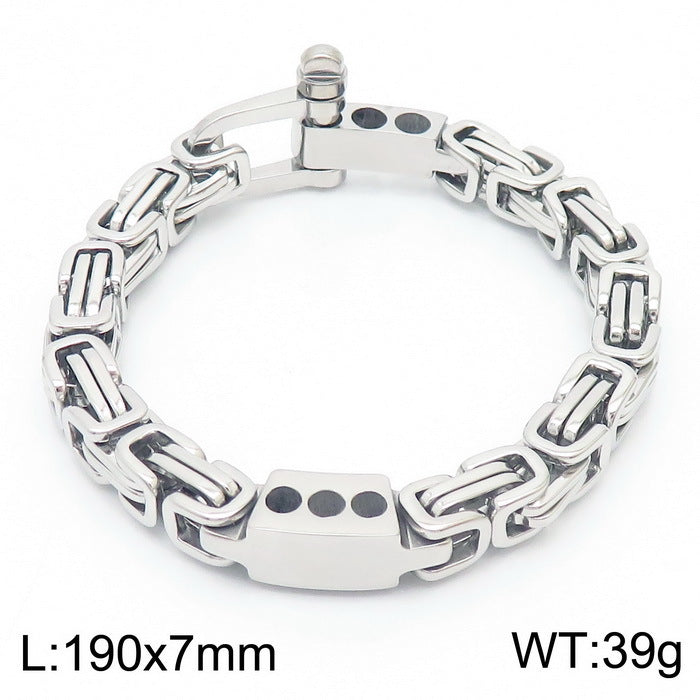 Punk Retro Byzantine Chain Bracelet for Men - High-End Stainless Steel Jewelry