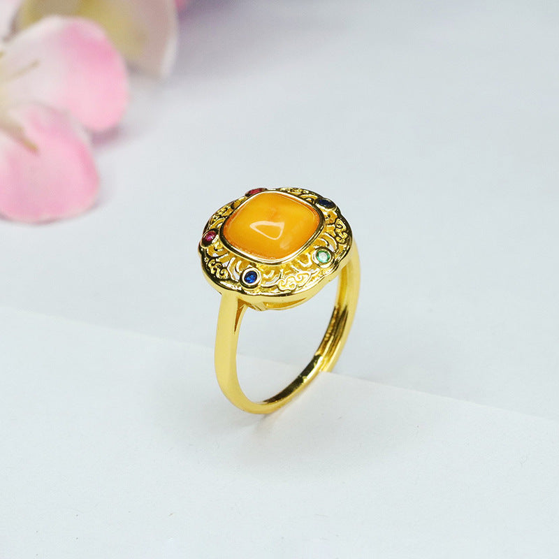 Cloud Ring Amulet with Beeswax Amber Sheen