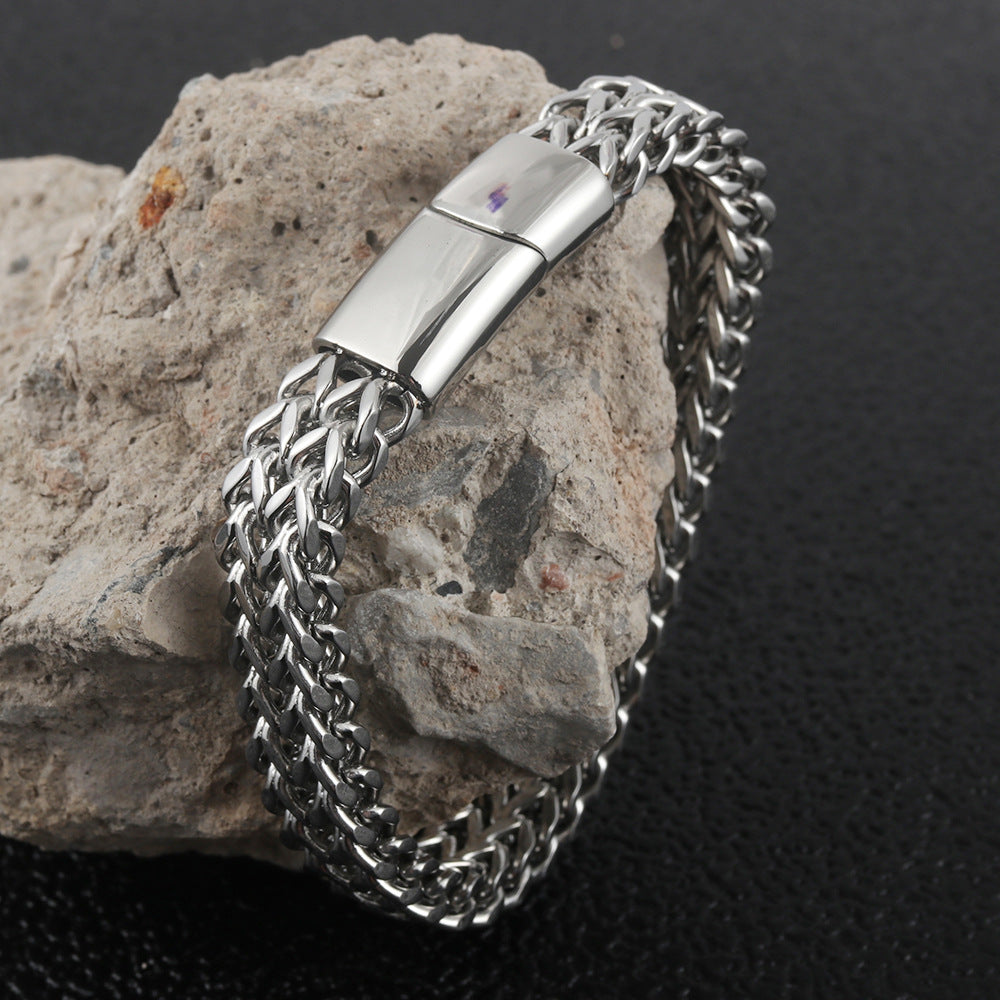 Titanium Steel Braided Chain Bracelet for Men - Trendy Open Design and Durable Fashion Accessory