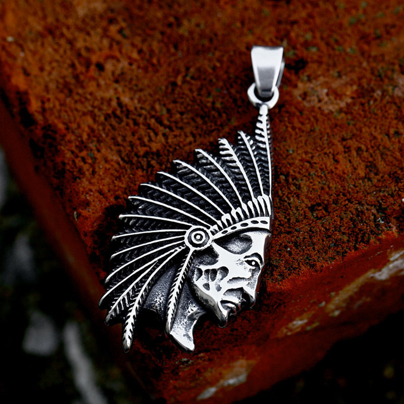 Wholesale Retro Punk Titanium Steel Indian Pendant for Men - Cross-Border Jewelry Collection