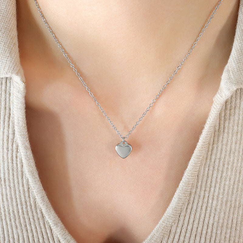 Peach Heart Titanium Steel Clavicle Necklace - Petite and Stylish