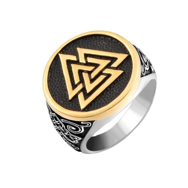 Viking Odin Triangular Design Titanium Steel Ring - Retro Men's Hand Jewelry in Stainless Steel