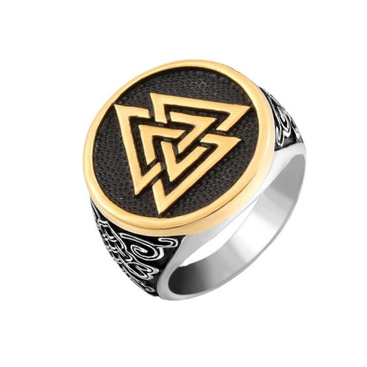 Viking Odin Triangular Design Titanium Steel Ring - Retro Men's Hand Jewelry in Stainless Steel