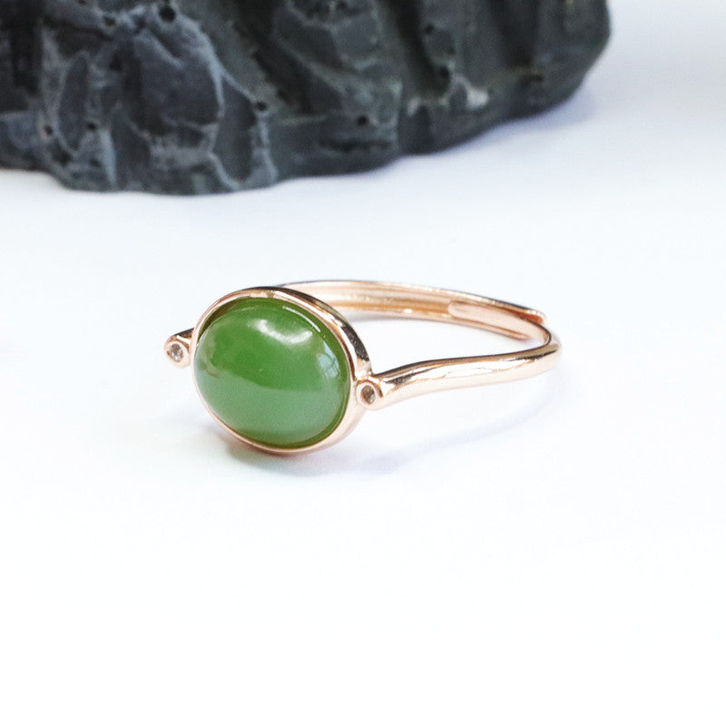 Hetian Jade Jasper Sterling Silver Ring