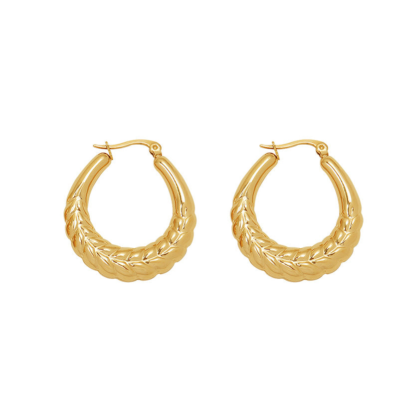 Luxurious 18k Gold Plated U-Shaped Geometric Earrings for Women