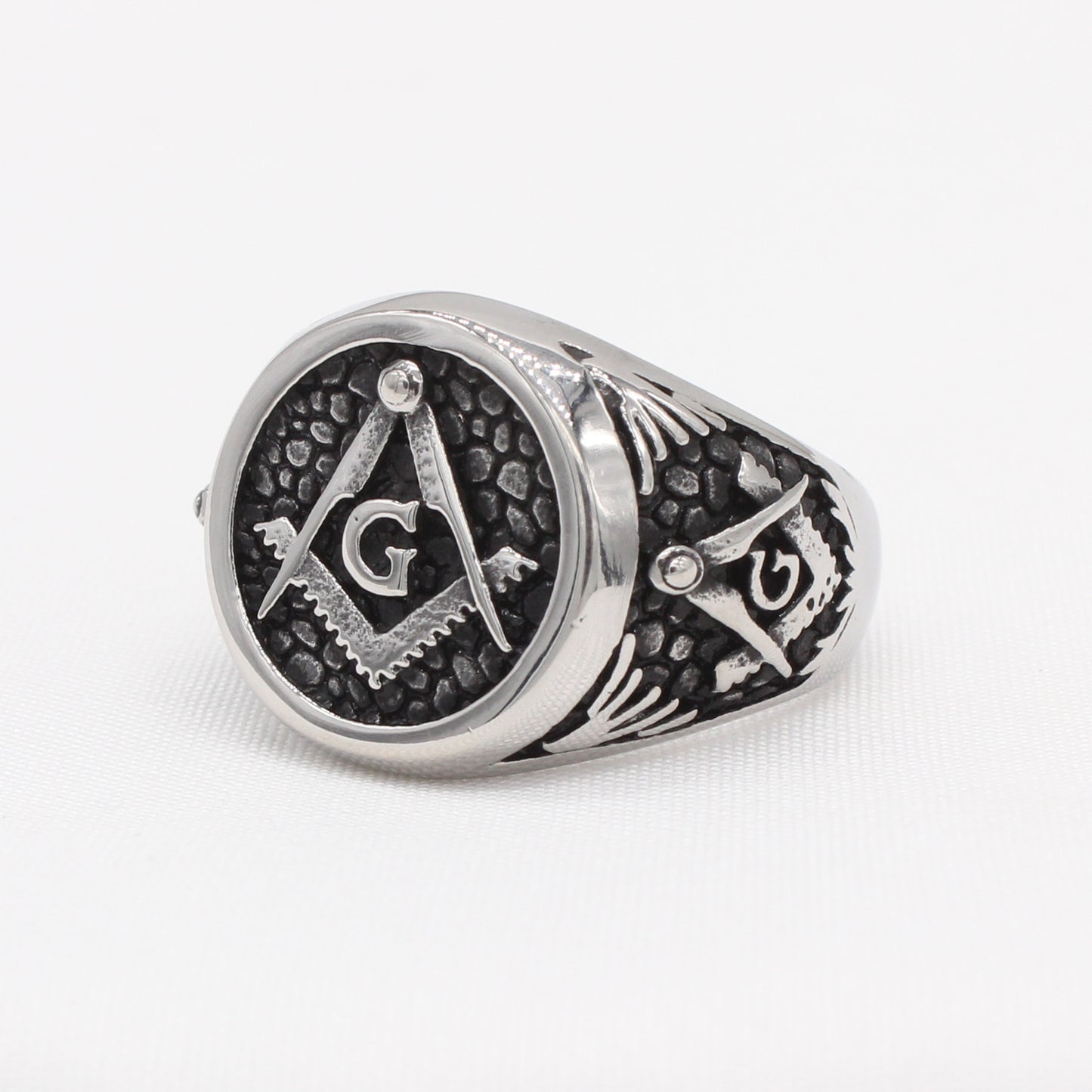 Personalized Retro Freemasonry Titanium Steel Ring for Men - European and American Wholesale Jewelry