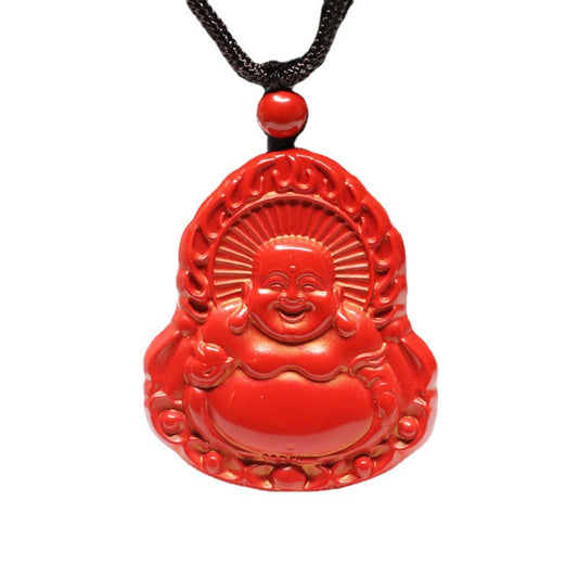 Red Sand Buddha Pendant with Cinnabar Stone