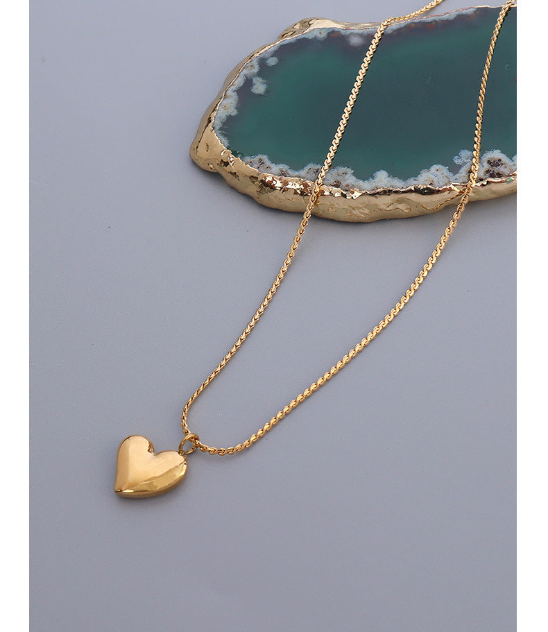 Simple Elegance: Gold Plated Heart Necklace - Women's Cold Wind Jewelry