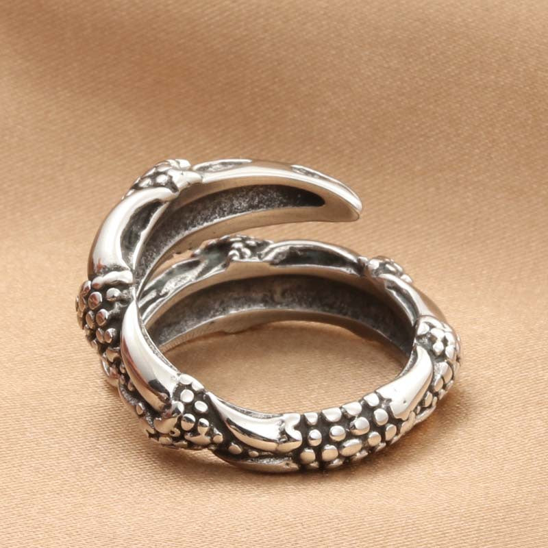 Titanium Steel Eagle Claw Ring - Retro Trendy Men's Accessory from Planderful Collection