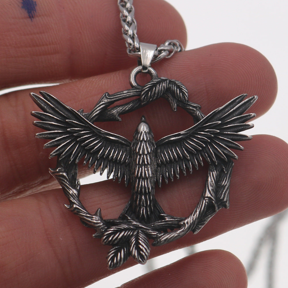 Cross Border Viking Eagle Pendant Necklace with Titanium Bird Design - Men's Retro Fashion Jewelry