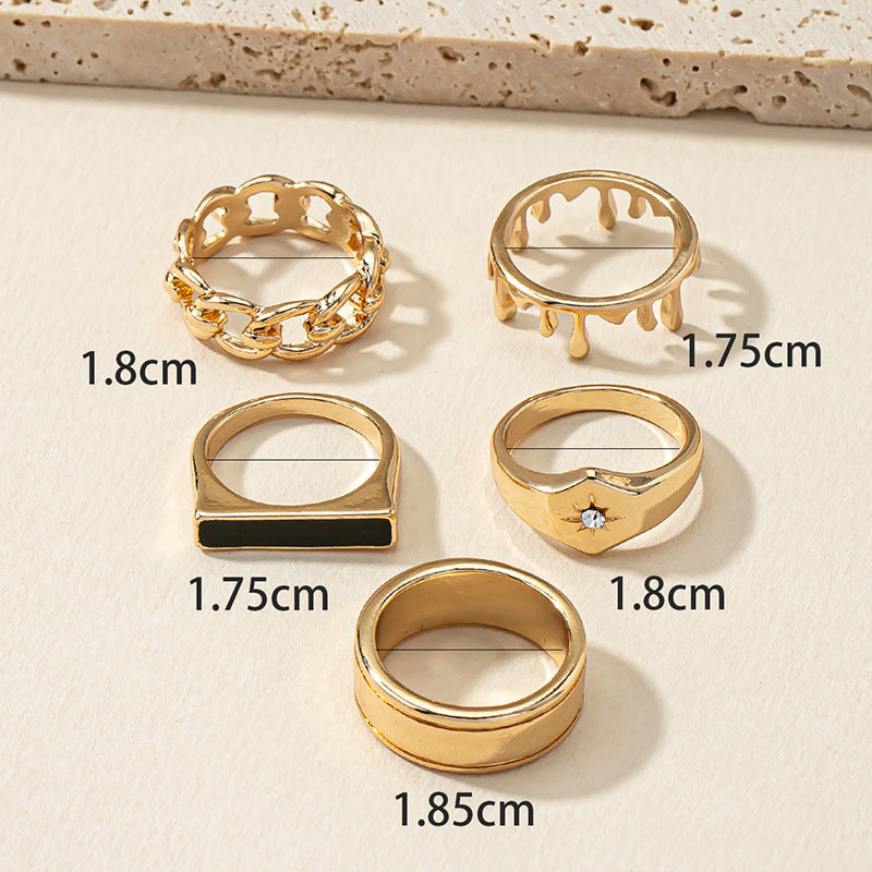 European and American Personality Statement Ring Set - Chic Metal Alloy Collection