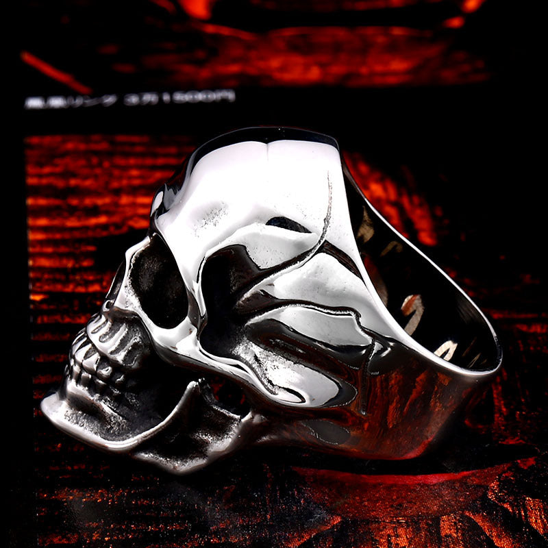 Vintage-Inspired Titanium Steel Skull Ring for Men - European and American Style Wholesale Jewelry