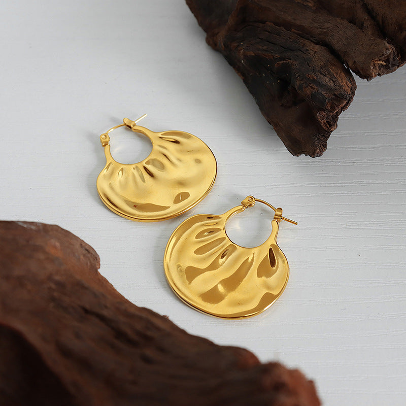 Geometric Handbag Shape Earrings in Gold-Plated Titanium Steel