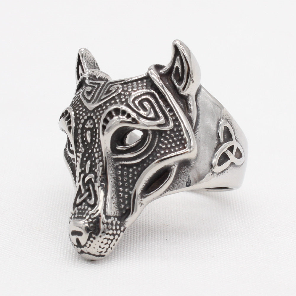 Totem Ice Wolf Titanium Steel Ring for Men