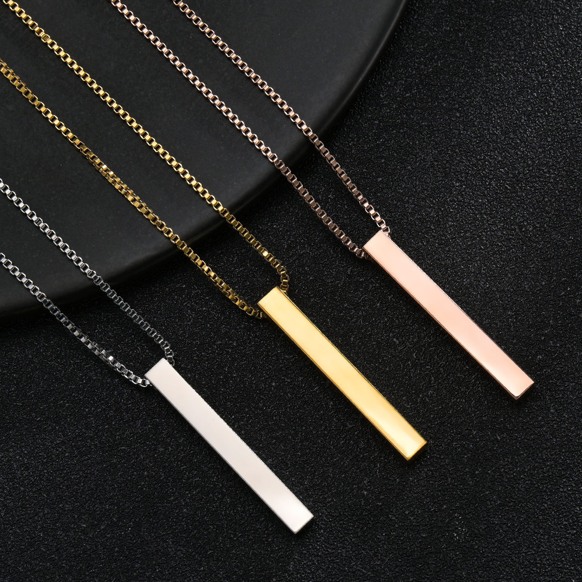 Sleek Amazon Titanium Steel Necklace with Rectangle Pendant for Men