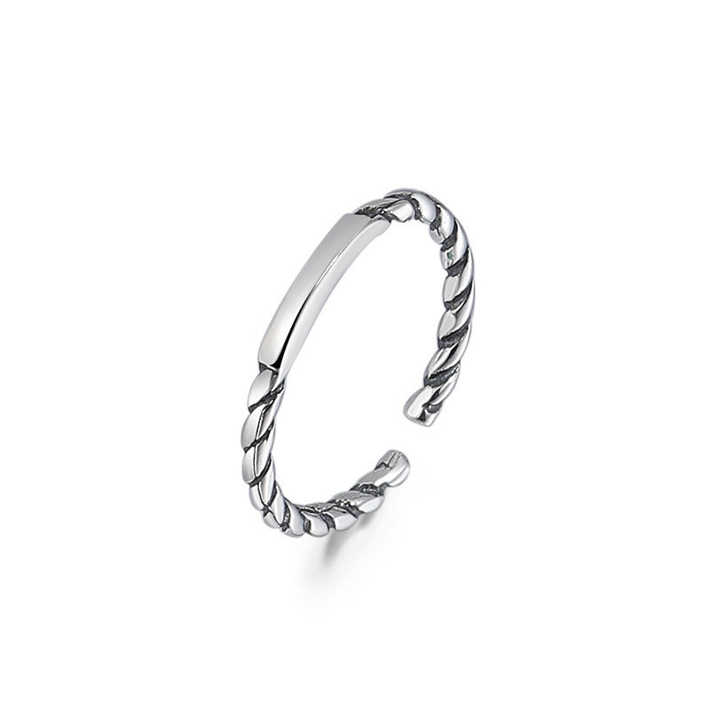 Polished Bar Spiral Opening Sterling Silver Ring